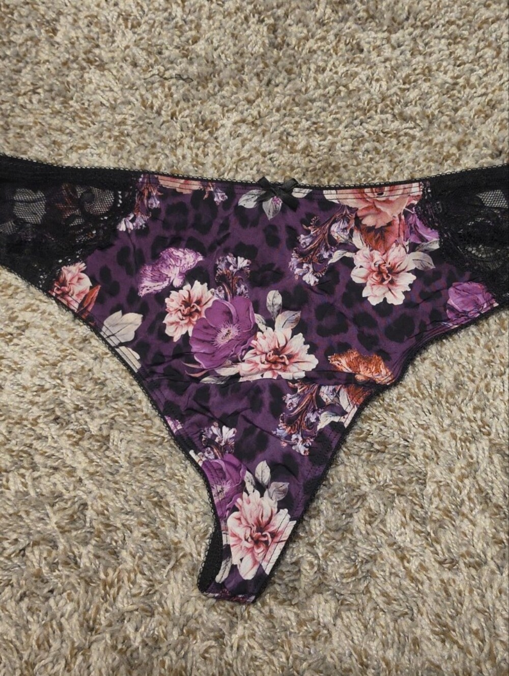 torrid Purple Floral Lace-Trim Thong